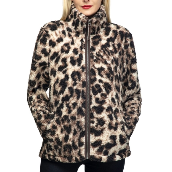 Women's PLUSH Check Full Zip Sherpa Teddy Jacket - Picture 2 of 4